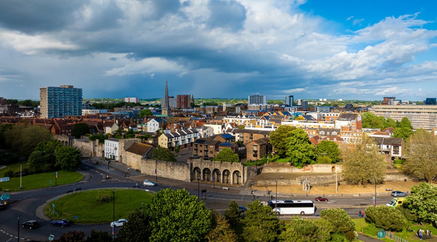 photo of view of Aerial view of Southampton is a port city in Hampshire, England, UK