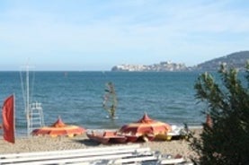 Photo of aerial view of beautiful coastal landscape with old town of Gaeta, Italy.