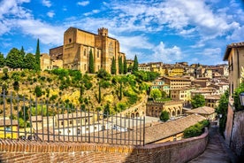 Aerial panoramic cityscape of Rome, Italy, Europe. Roma is the capital of Italy. Cityscape of Rome in summer. Rome roofs view with ancient architecture in Italy. 