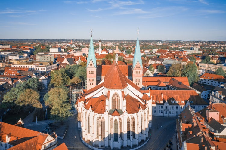 photo of view  of Augsburg Cathedral. Top view of the Сathedralю.