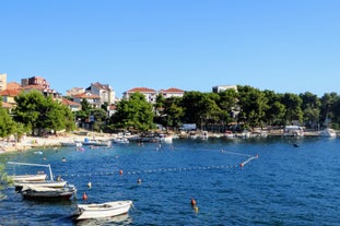 Split city beaches aerial view, Croatia.