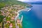 Photo of aerial view of Ičići beach and waterfront in Opatija riviera , Kvarner gulf of Croatia.