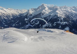 photo of an aerial view of winter resort Mayrhofen, Austria.