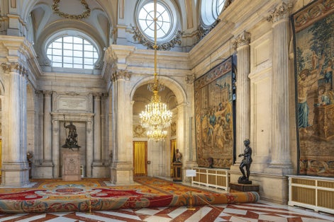 Photo of Columns Hall (Salon de Columnas) at Royal Palace of Madrid Interior ,Madrid, Spain.