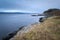 Scenic view of Trondheimfjord and Korsvika hiking area, Norway against cloudy sky in winter