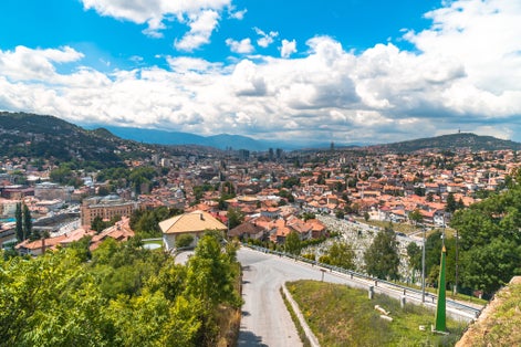 Photo of panoramic view of Yellow Fortness (Zuta Tabija), Vratnik in Sarajevo, Bosnia and Herzegovina.