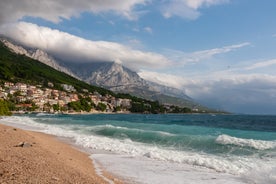 Photo of panoramic aerial view of the old town of Dubrovnik, Croatia seen from Bosanka viewpoint on the shores of the Adriatic Sea in the Mediterranean Sea.