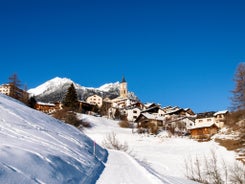 Photo of scenery of famous ice skating in winter resort Davos, Switzerland.