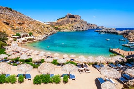 Photo of colorful houses in the village Koskinou on the island of Rhodes, Greece.