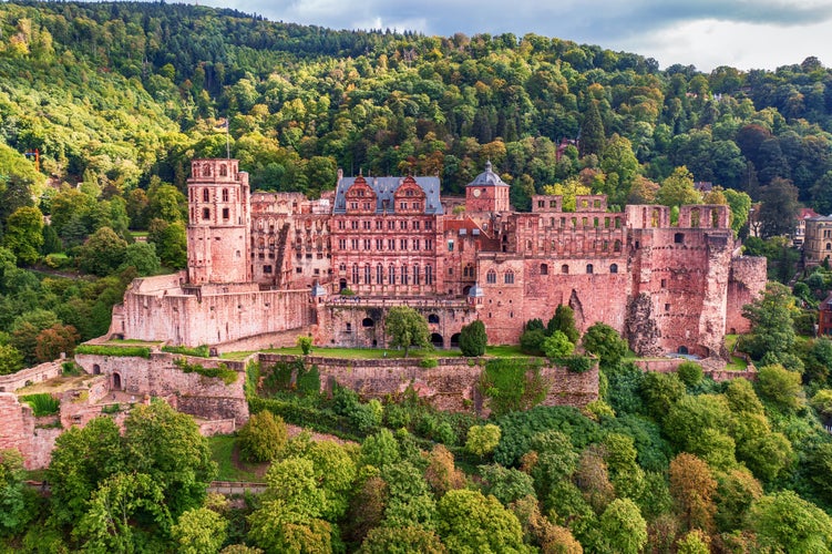 photo of view of The castle (castle ruin) in Heidelberg, Baden Wuerttemberg, Germany, travel destinations, European touristic sightseeing