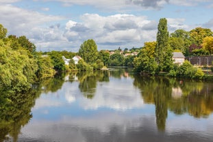 Photo of Toulouse and Garonne river aerial panoramic view, France.