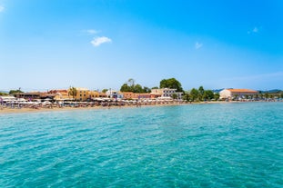 Photo of panoramic aerial view of Palaiokastritsa, Corfu, Greece.