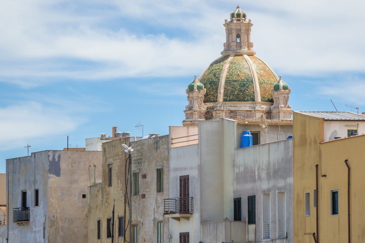 Dome of Trapani Cathedral in Trapani, Sicily Island in Italy.