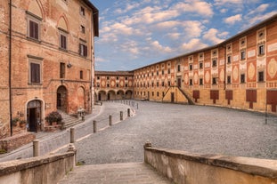 Aerial panoramic cityscape of Rome, Italy, Europe. Roma is the capital of Italy. Cityscape of Rome in summer. Rome roofs view with ancient architecture in Italy. 