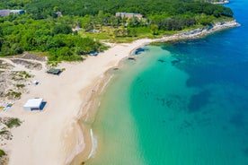 Photo of aerial view of beautiful Bulgarian seaside town Primorsko, Bulgaria.