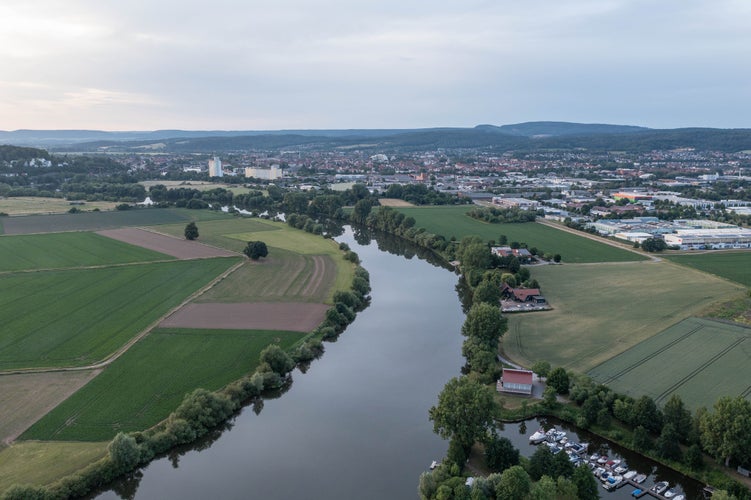 photo of view of Landscape and panorama view of drone. Hamelin, Germany.