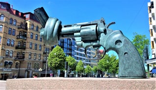 Photo of the city center and the port of Helsingborg in Sweden.