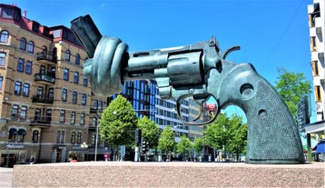 Photo of the city center and the port of Helsingborg in Sweden.