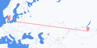 Flyg från Mongoliet till Danmark