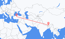 Flights from Bhutan to Turkey