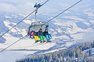 Photo of panoramic aerial view of Schladming and Dachstein, Austria.