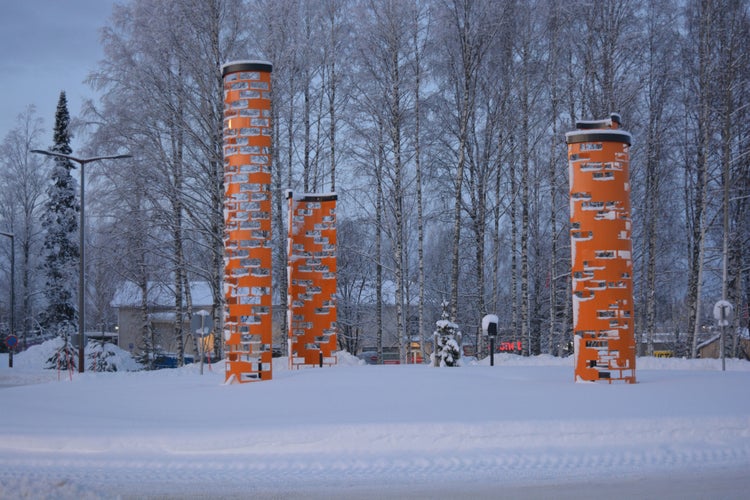 Photo of Beautiful winter roads, streetscapes with lots of snow in the small town of Varkaus, Finland.