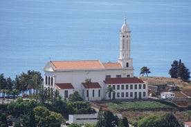 Aerial drone view of Camara de Lobos village, Madeira.