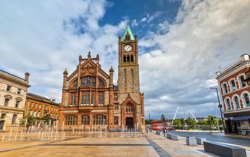 photo of view of The Guildhall in Londonderry / Derry, Northern Ireland.