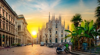 High dynamic range (HDR) Aerial view of the city of Milan, Italy.