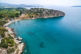 Photo of a small island with a fortress at the coast of Nafplio ,Greece.