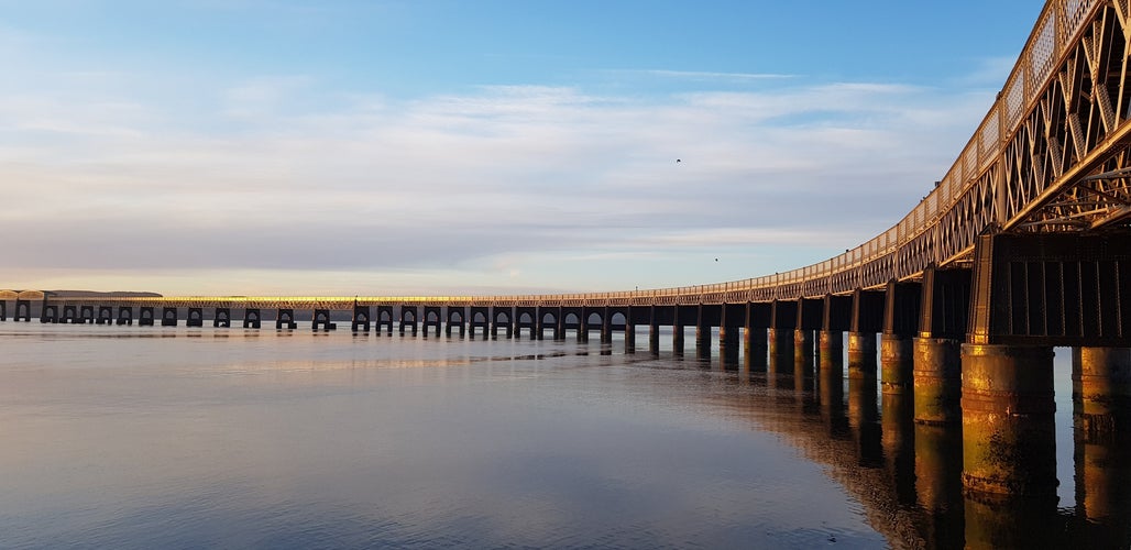 photo of view of Tay Bridge taken from Dundee, Scotland.