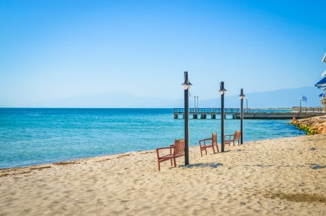 Photo of beautiful Paralia Katerini beach, Greece.