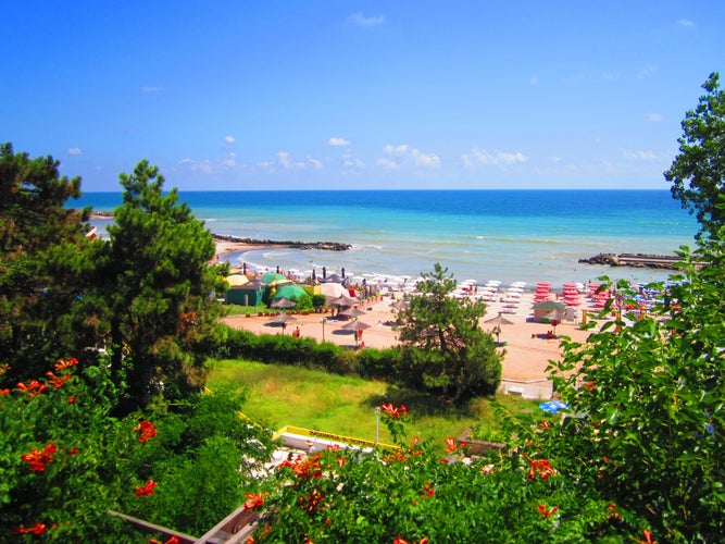 Landscape with Saturn beach at Black Sea Coast, Mangalia,Romania