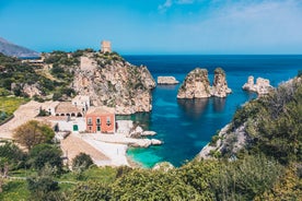 photo of an aerial panoramic view of Castellammare del Golfo town, Trapani, Sicily, Italy.