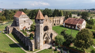 Photo of the Small Square piata mica, the second fortified square in the medieval Upper town of Sibiu city, Romania.