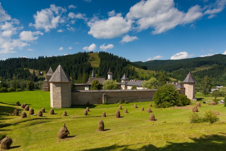 Sucevita Monastery in summer.