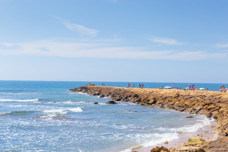 Tourism in spain. View of beach in Rota, Cadiz, Spain.