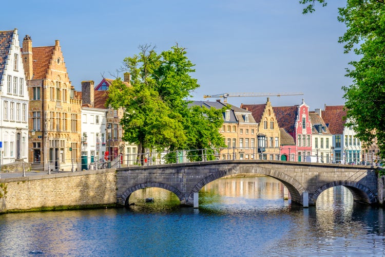 Bruges (Brugge) cityscape with water canal and bridge, Flanders, Belgium.jpg