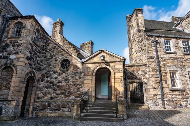 Photo of Picturesque buildings inside the medieval castle of Stirling in Scotland.