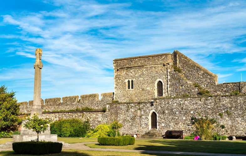 Defensive city walls of Canterbury in Kent, England