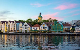 Photo of aerial view of the city of Larvik in Norway.