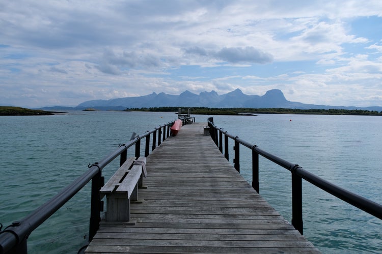 photo of view of Mountains Seven Sisters in Sandnessjøen seen from Herøy