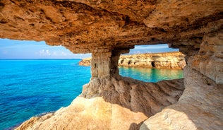 Photo of aerial view of Ayia Napa cityscape, Cyprus.