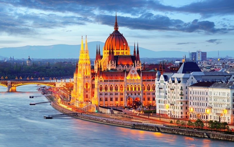 Photo of the parliament at night, Budapest, Hungary. 