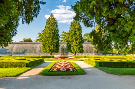 Photo of beautiful formal garden near the Lednice castle, Czech Republic.