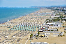 photo of sunny summer view from flying drone of Cattolica town, Province of Rimini. Fantastic sunrise on east coast of Adriatica sea, Italy, Europe.