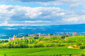 photo of a beautiful view of Cahors as seen from Mont Saint Cyr in Lot, Midi-Pyrenees, France.