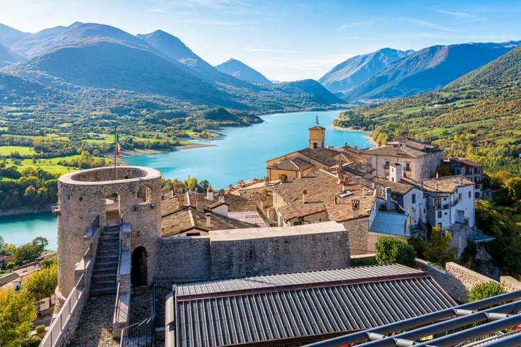 Beautiful panoramic view in the village of Barrea, province of L'Aquila in the Abruzzo region of Italy.