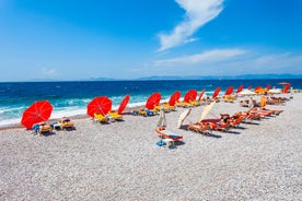 Photo of aerial view of seaside village of Archangelos in Laconia, Greece.