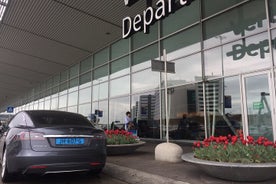 Einka Tesla leigubíll frá Delft til Schiphol Amsterdam flugvallar